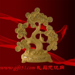 招財(cái)樹(shù) 絨紗金工藝品