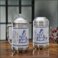 偉人風(fēng)采茶具 青花純錫茶具兩件套